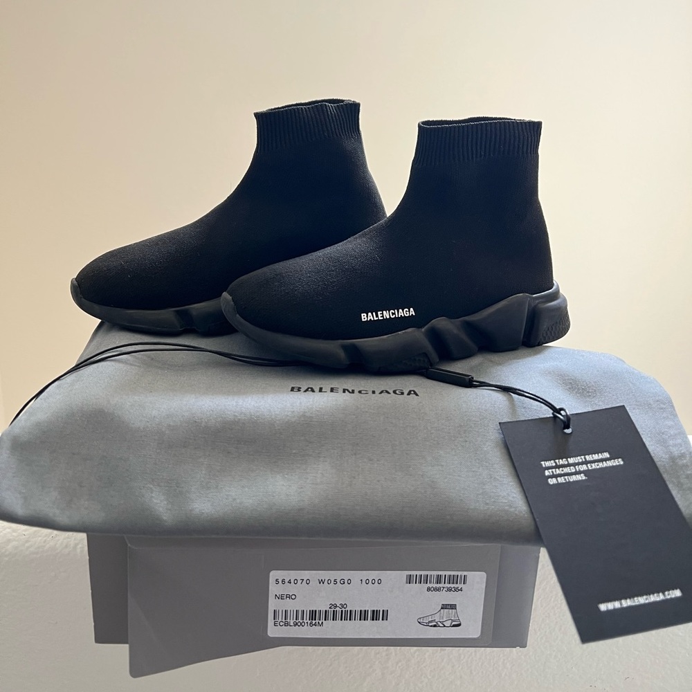Balenciaga Kids Speed Sneaker All Black